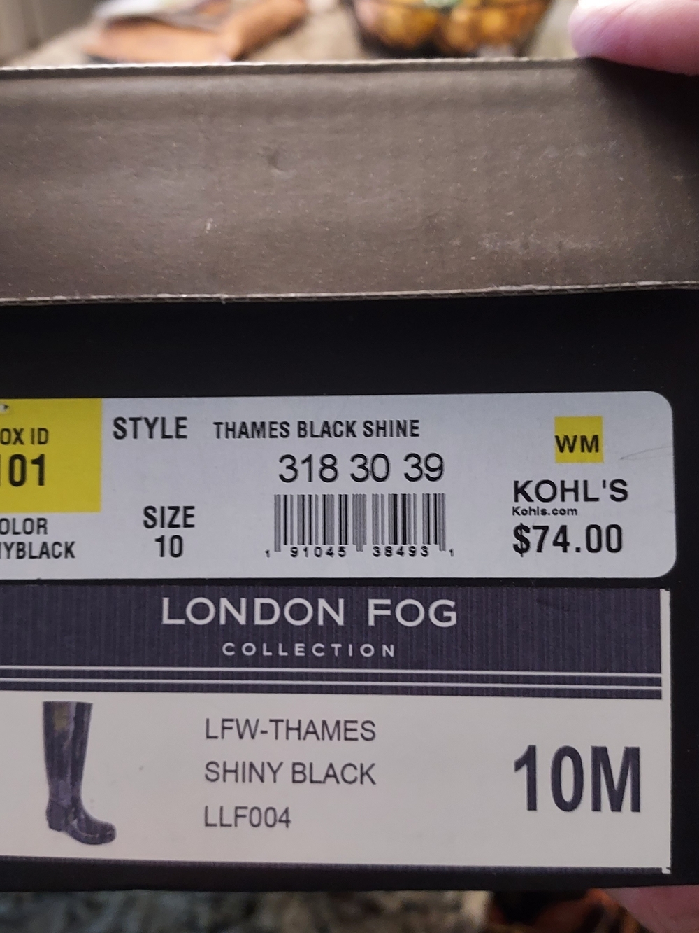 London Fog Thanes Shiney Black Rubber Knee High Rain Boots. Sz 10B. NWB - Picture 14 of 16